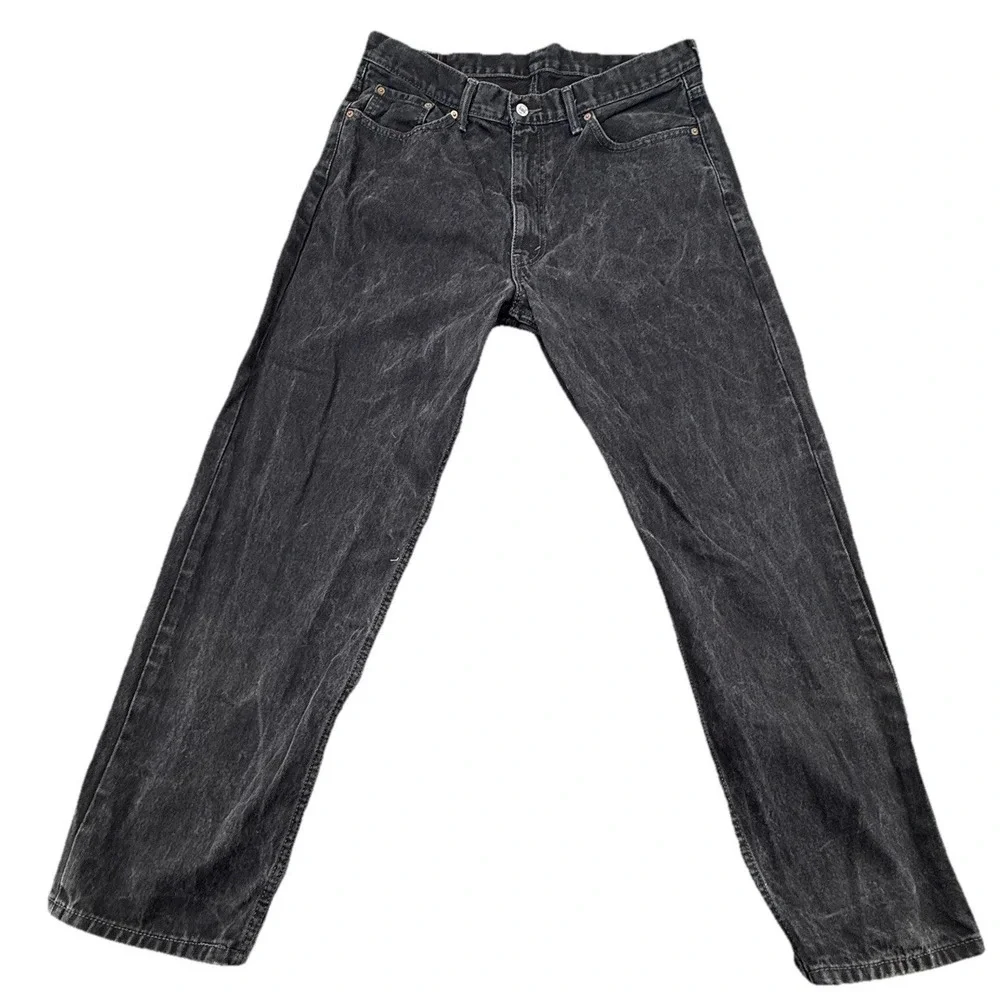 Levis 550 Jeans Mens 38x32 Black Denim Distressed‎ Relaxed Fit Pockets